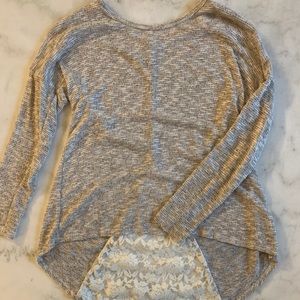 Hi-Low Lace Back Button Detail Top